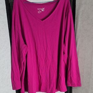 Terra & Sky Women's Pink V-Neck Top
